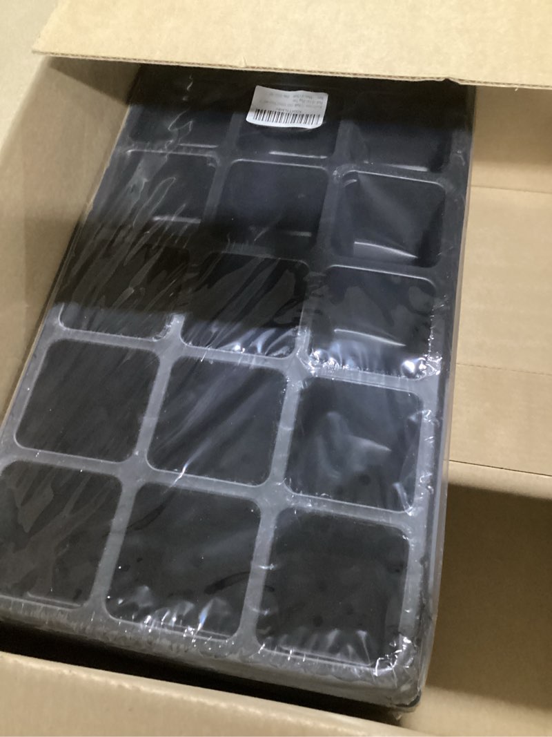 Condition photo showing Good Condition for rootrimmer 3 inch square pots 2.9" deep 18 cell seedling trays with water collection nursery 1020 trays no holes for seeds starting and transplanting (20"x10",10 sets) 18 cells