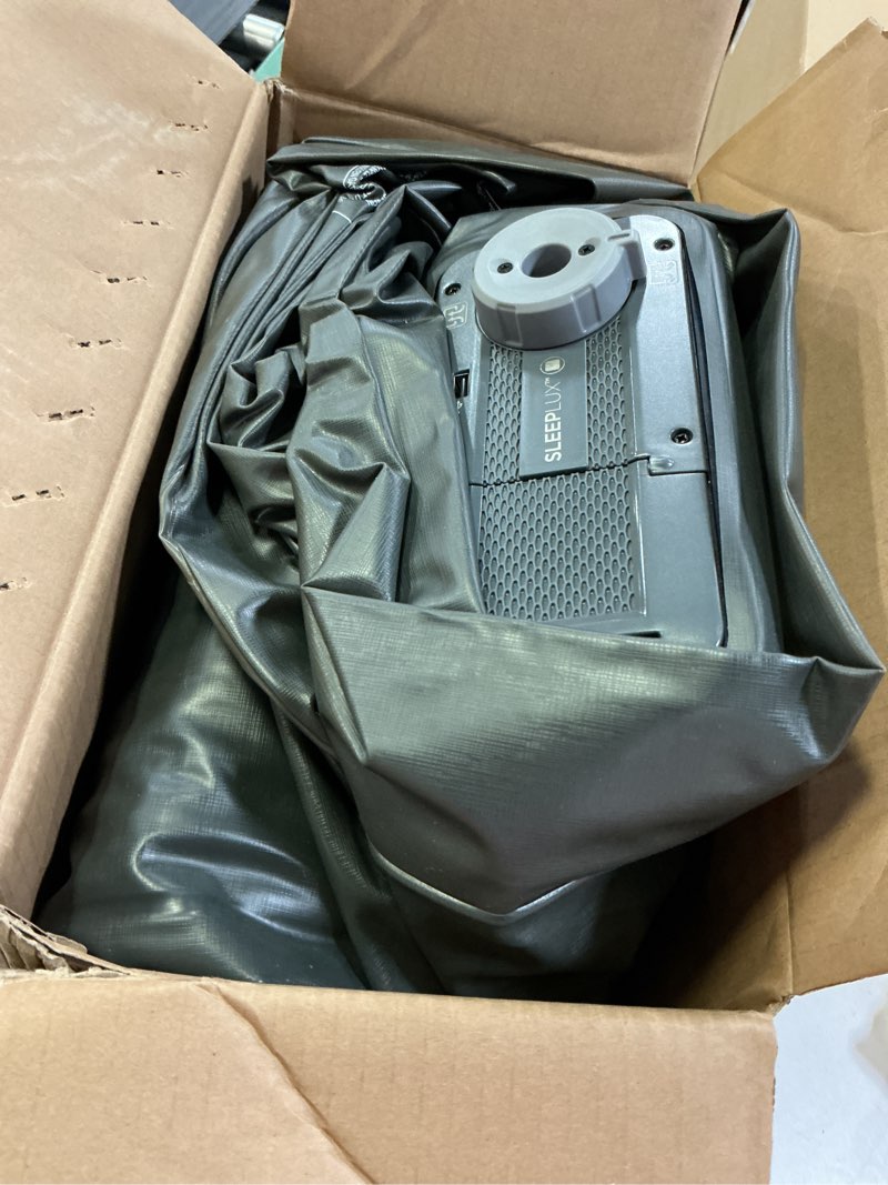 Condition photo showing As Is for SLEEPLUX Durable Inflatable Air Mattress with Built-in Pump, Pillow and USB Charger, 22" Tall Queen Queen 22"