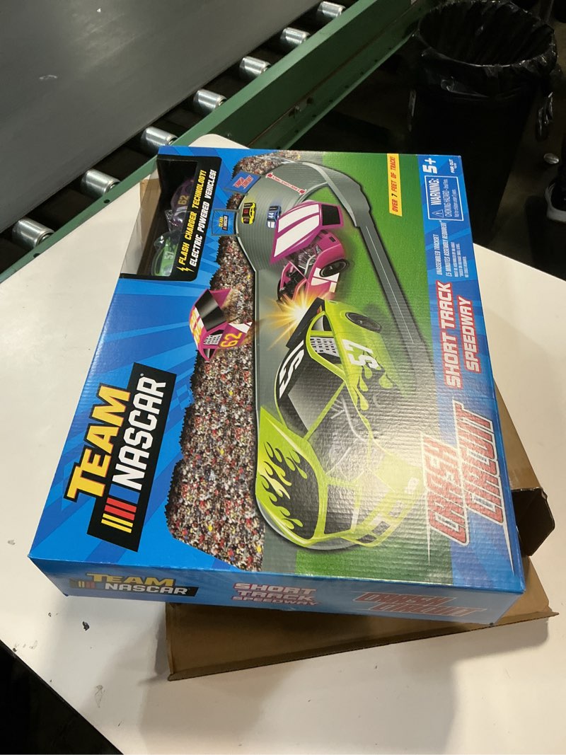 Condition photo showing New/Like New for Slot Car Race Track Sets | NASCAR Crash Circuit Short Track | 2 Electric Powered Cars with Flash Chargers | Race Tracks for Kids Ages 4-8 | Car Racing Toy