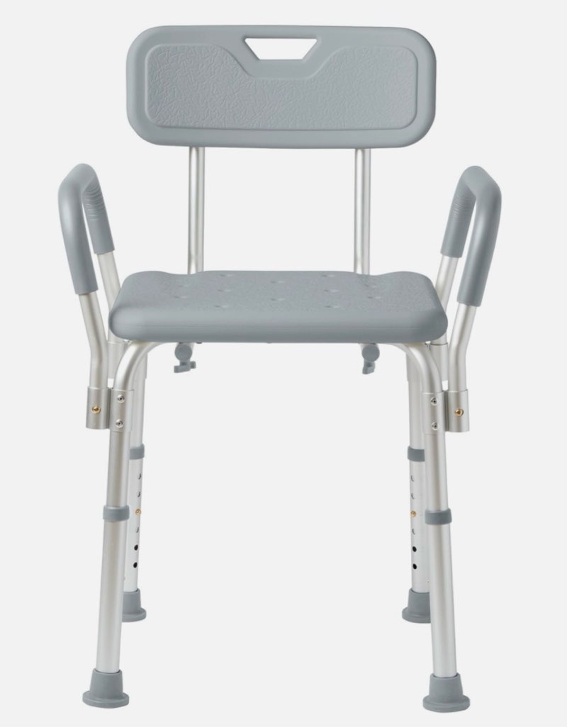 Medline Shower Chair with Backrest and Padded Armrests - 350 lb. capacity, Bath