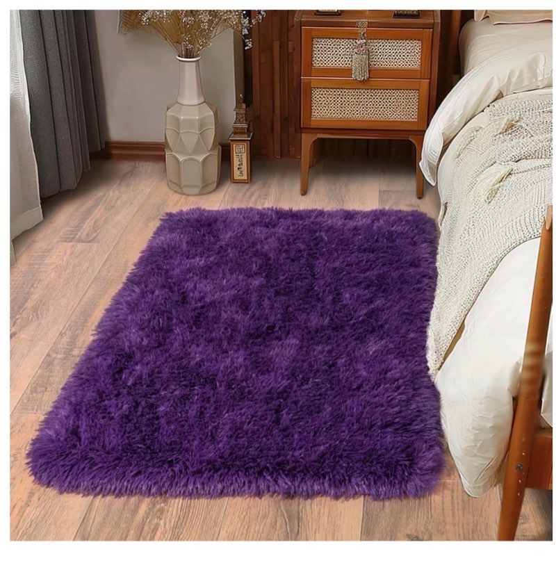 Ailyei Soft Runner Rugs for Bedroom Hallways, 2 Packs 2x6 Purple Fluffy Shag Throw Area Rug Non Slip