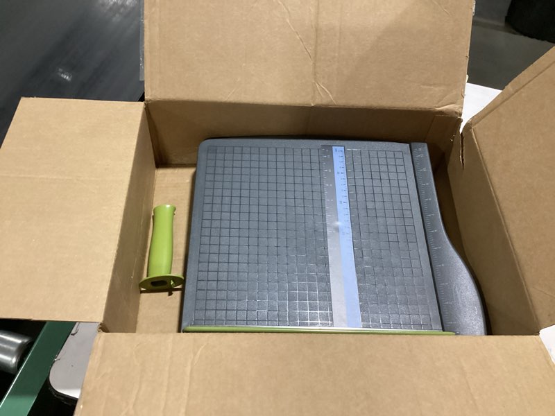Condition photo showing As Is for swingline paper cutter, guillotine trimmer, 12" cut length, 10 sheet capacity, classiccut lite (9312) 10 sheet capacity classiccut lite