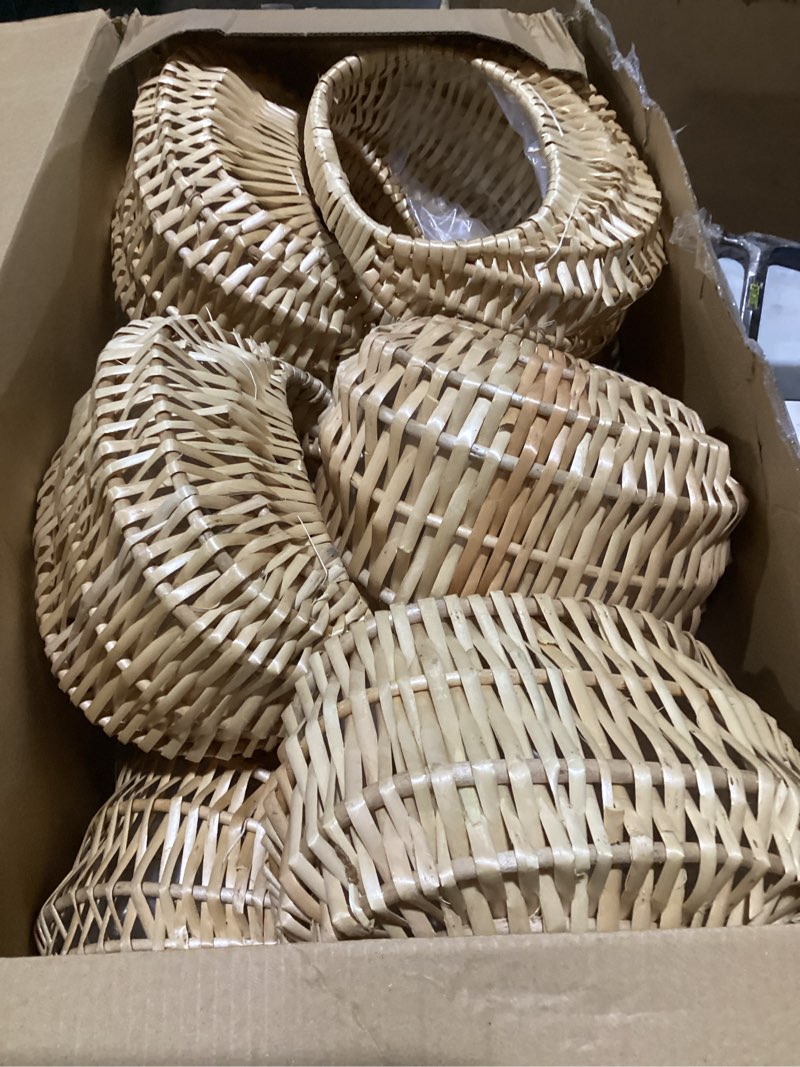 Condition photo showing Good Condition for Taiyin 12 Pack Rattan Flower Girl Basket Small Half Moon Straw Wicker Basket with Handle Ideal for Wedding Flower Girl,Picnic,Garden Storage and Home Decor (Nature)