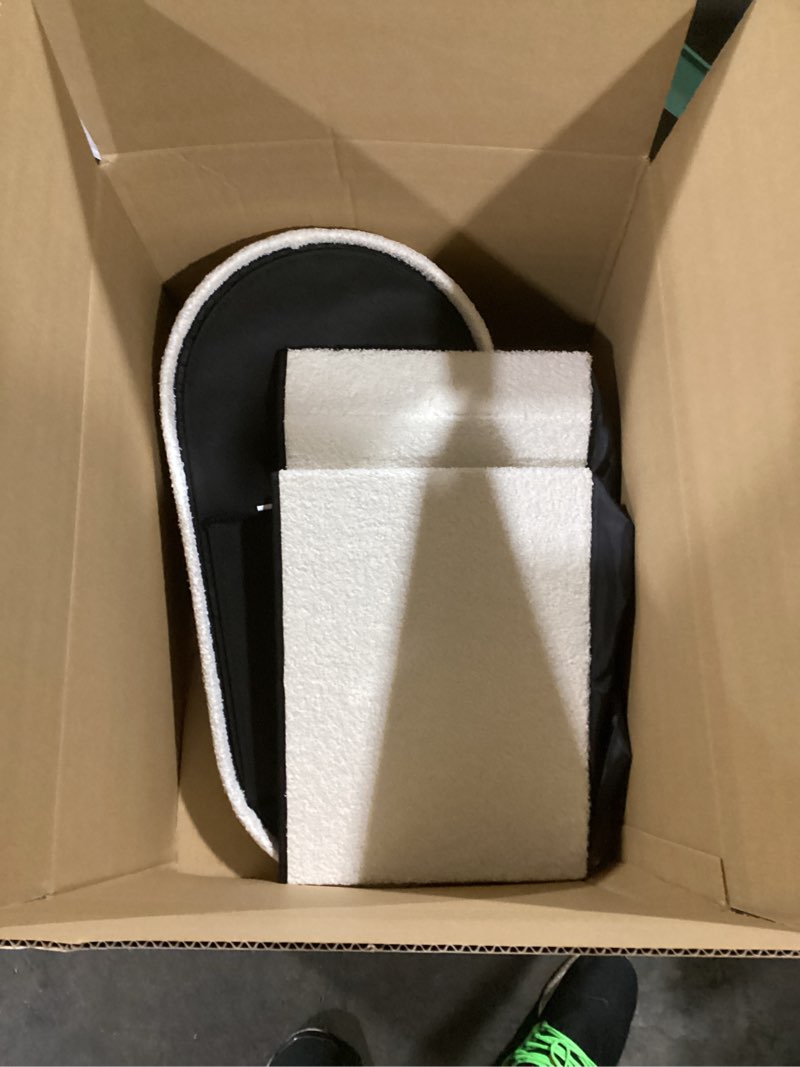 Condition photo showing New/Like New for B FSOBEIIALEO Ottoman with Storage for Living Room, Sherpa Folding Storage Ottoman Foot Rest, 30 Inches Collapsible Bedroom Bench White 30"*15"*15" White
