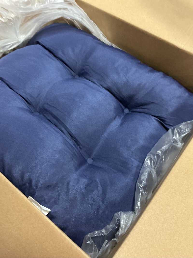 Condition photo showing As Is for 4" Thick Outdoor Bench Cushion 36x15x4 Inch, Waterproof Patio Furniture Cushions, Bench Seat Cushion for Porch Swing, Window, Indoor Blue 36"L x 15"W x 4"Th