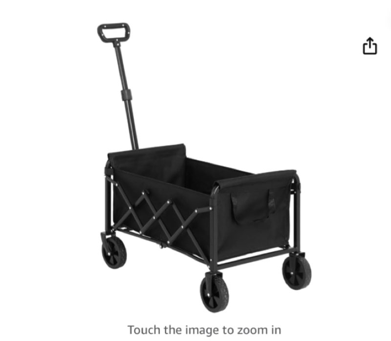 lightweight portable heavy duty folding beach wagons with wheels outdoor utility carts for grocery, camping, shopping, sports, gwith large capacity black