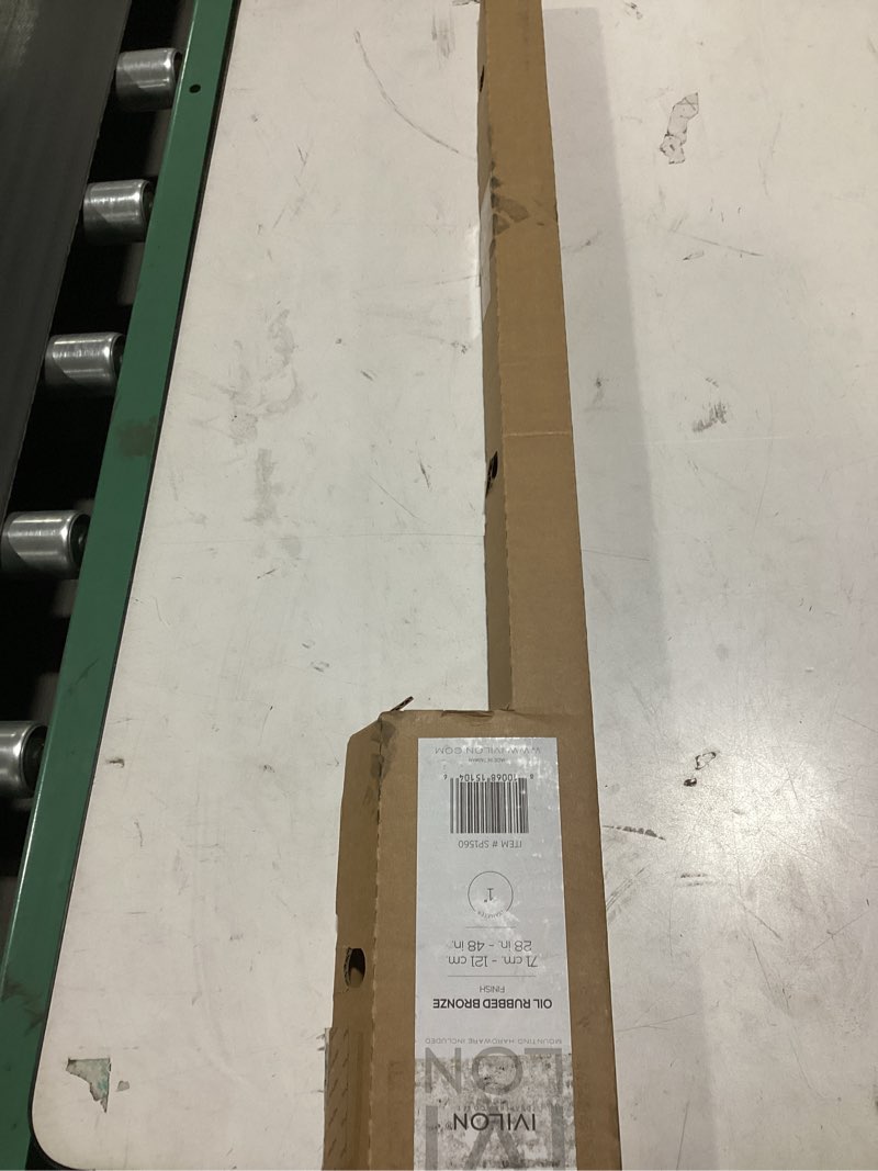 Condition photo showing New/Like New for ivilon window curtain rod decorative end cap design, 1 inch rod, 28 to 48 inch. oil rubbed bronze 28" to 48" orb