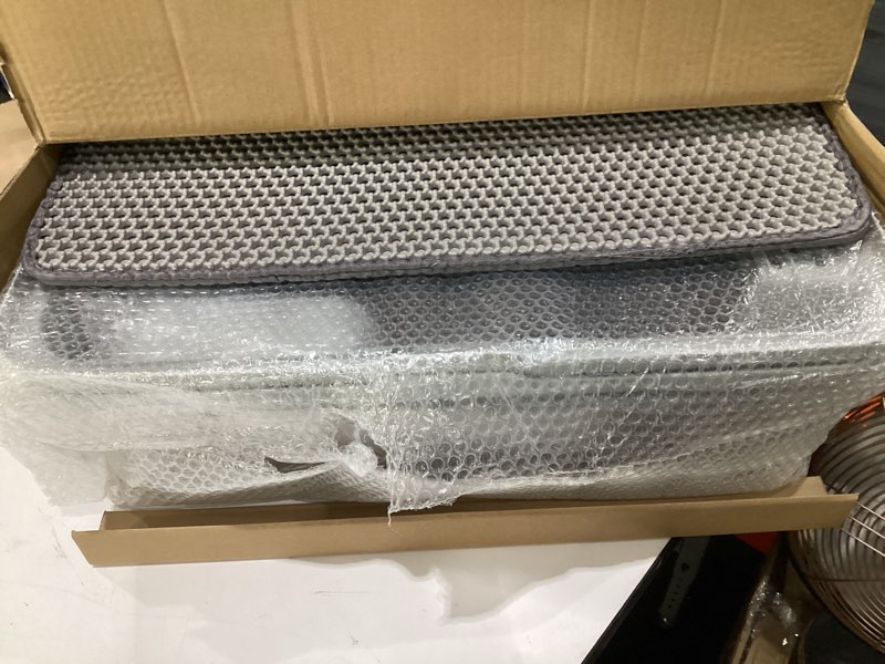 Condition photo showing New/Like New for prodigen extra large stainless steel cat litter box with lid high wall sides enclosure, non-sticky, anti-leakage, easy cleaning?with cat mat & metal scoop, 24" l x 16" w x 12" h, 2 pack 2 packs 24"l x 16"w x 12"h