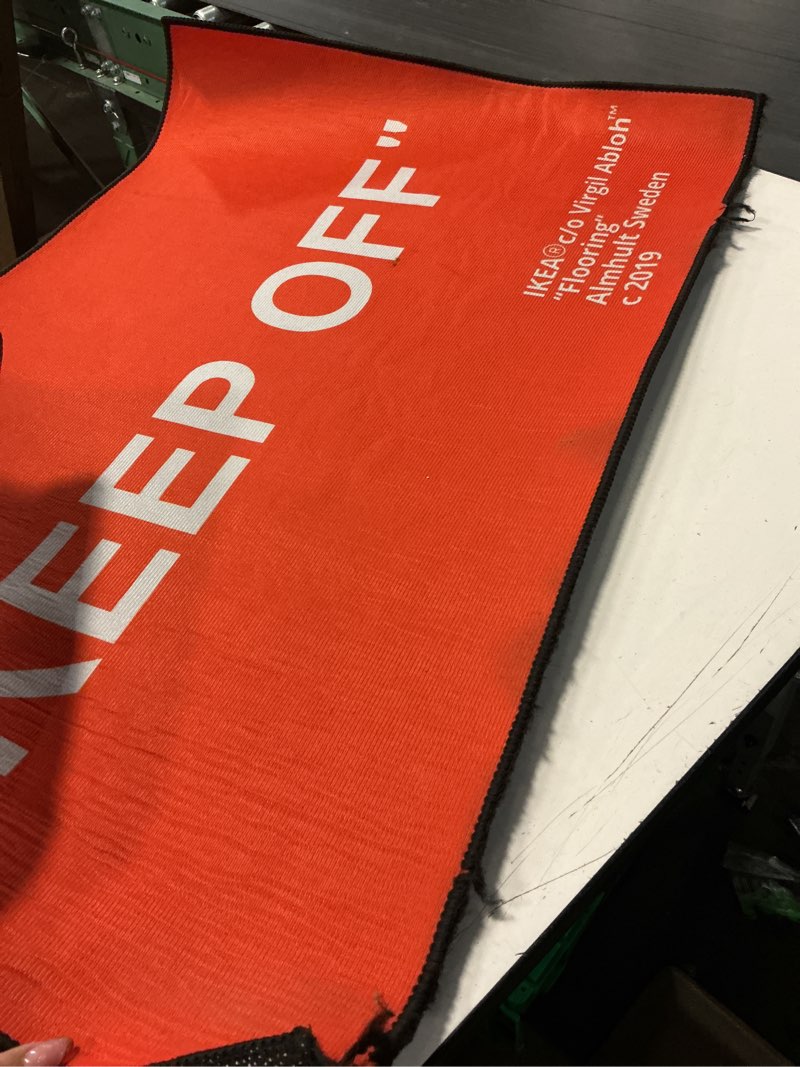 Condition photo showing As Is for keep off orange area rug 3d printed large pop rugs modern home decor polyester carpet for game room bedroom living room non-slip floor mat 2' x 3'