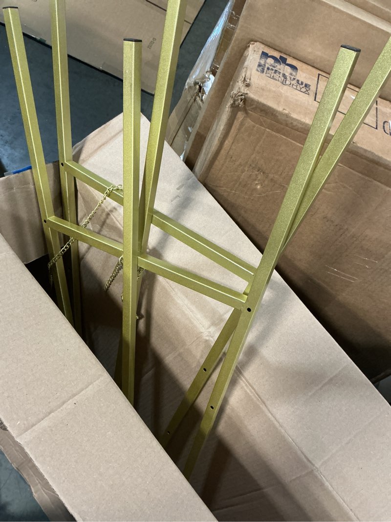 Condition photo showing As Is for grenty 2 pack gold easel stand for wedding signs – no assembly needed, heavy duty metal display stand for art, welcome signs, posters, pictures, paintings, and floor décor 2 packs golden