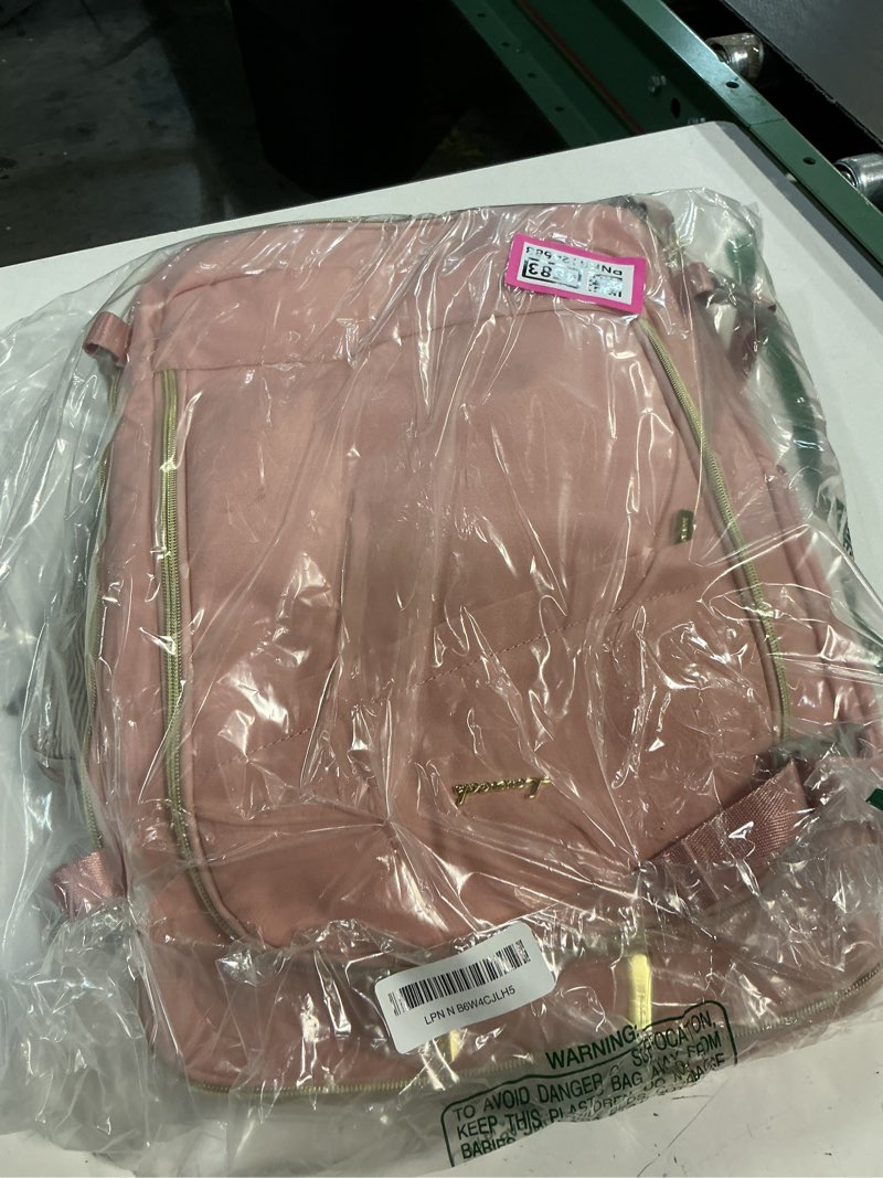 Condition photo showing New/Like New for lovevook travel backpack for women, 40l carry on backpack for airplanes, personal item bag for airlines fits 17 inch laptop, tsa approved luggage with 3 packing cubes,waterproof weekender gym backpack 40l-4 pcs pink