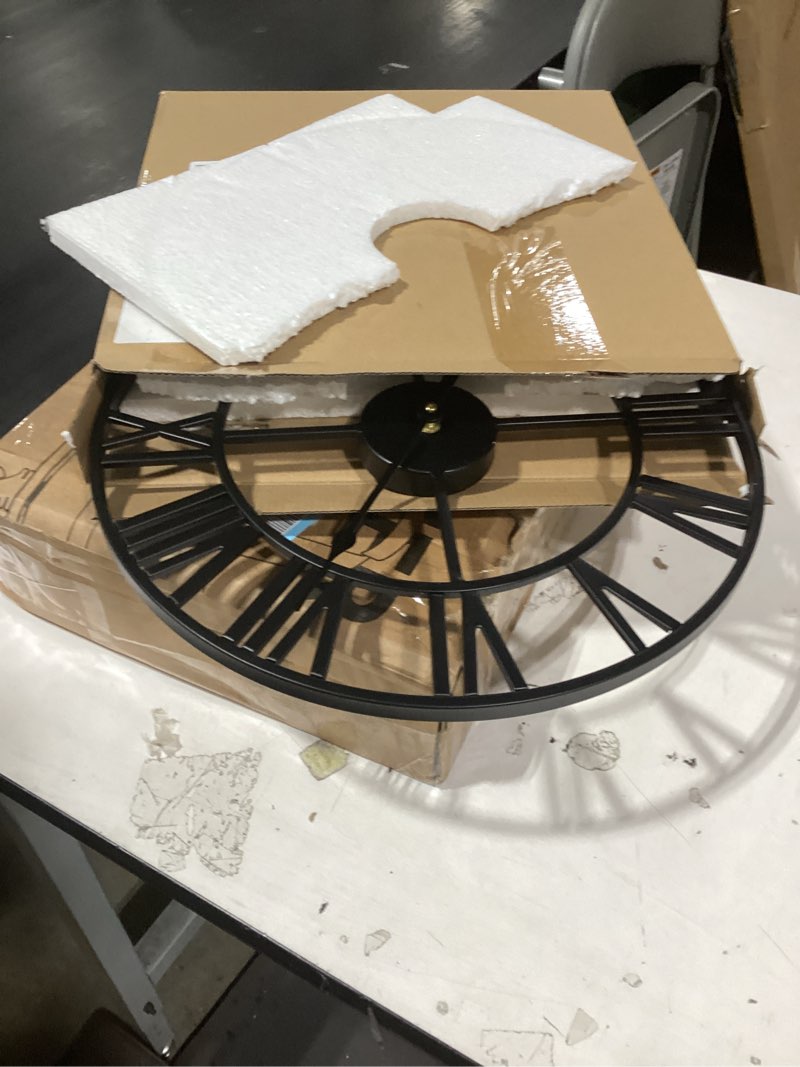 Condition photo showing Good Condition for 16inch/40cm wall clocks battery operated,wall clocks for living room decor, bedroom,office,bathroom,silent,large wall clock for home and kitchen,farmhouse (iron roman numerals, 16 inches) iron roman numerals 16 inches