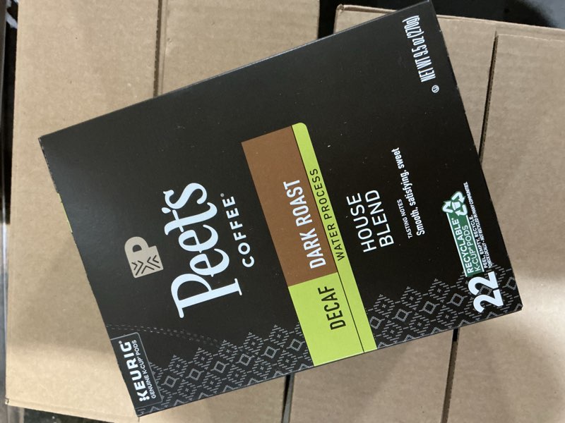 Condition photo showing Good Condition for Peet’s Coffee Decaf House Blend K-Cup Coffee Pods for Keurig Brewers, Dark Roast, 22 Pods (Pack of 1