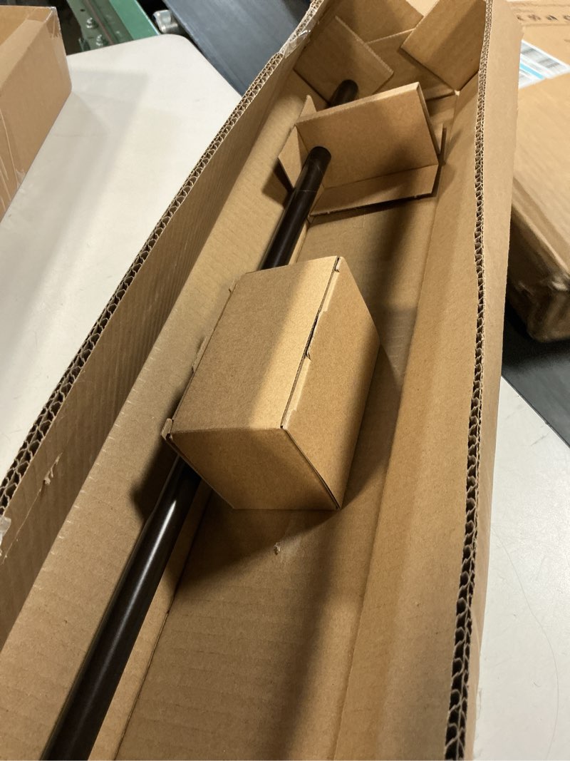 Condition photo showing As Is for Amazon Basics Room Darkening Blackout Curtain Rod - 28" to 48", Dark Bronze (Espresso) Bronze 28" to 48" Single Rod