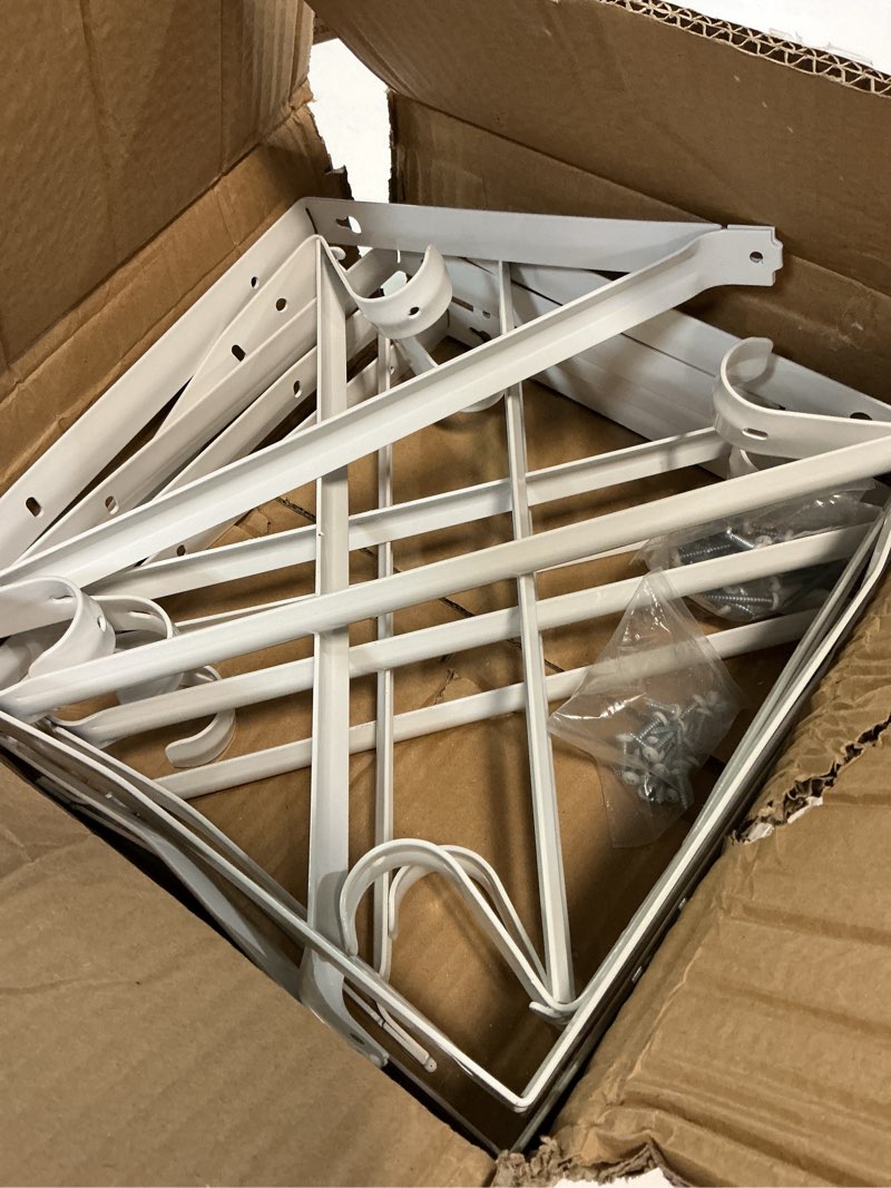 Condition photo showing Good Condition for HOME MASTER HARDWARE Heavy Duty Closet Shelf Rod Brackets Supports 250lbs, Wall Mounted Closet Shelves Bracket with Rod Shelving Support, White with Screws 10-Pack White 10 Pack