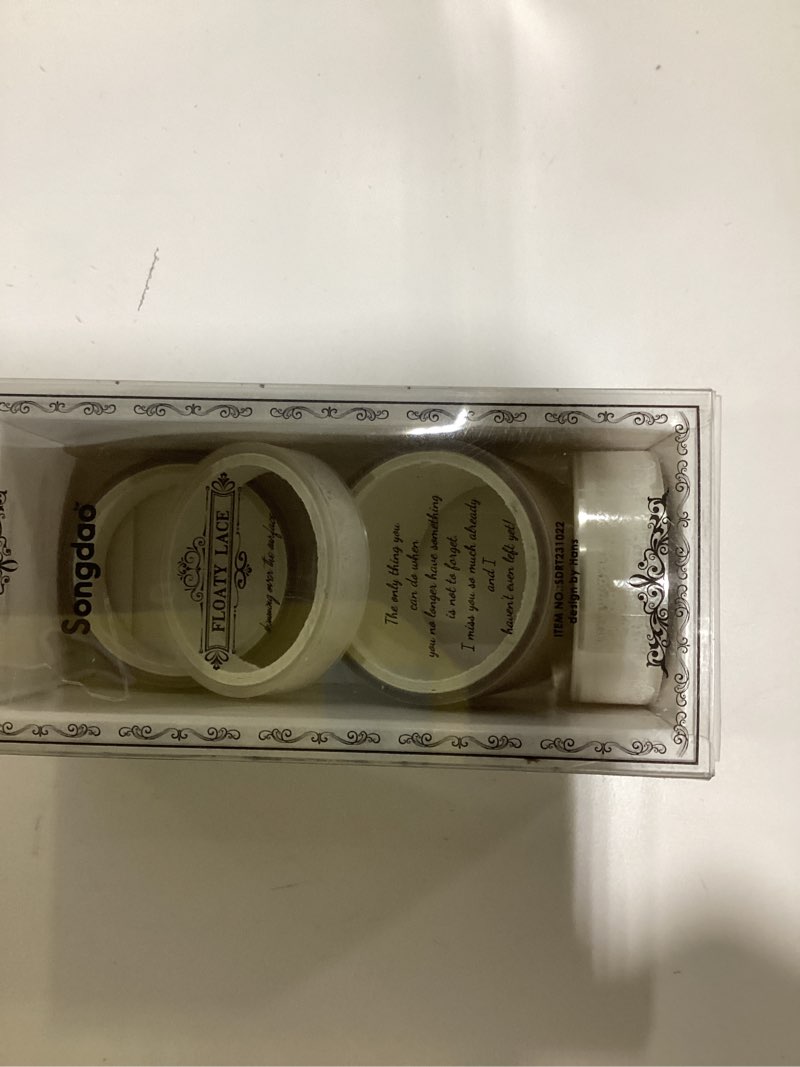 Condition photo showing New/Like New for Songdao 6 Rolls Lace Patterns PET Tapes Floral Arts Decorative Tape Set Adhesive Transparent Masking Tapes for DIY Craft, Kids, Scrapbook, DIY, Gift Wrapping, Journal (Tranquil Dew)