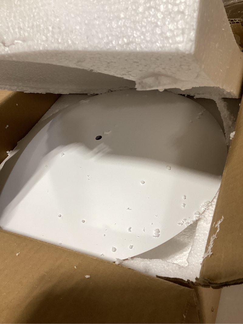 Condition photo showing As Is for Minimalist Modern White Globe Glass Ceiling Light Round Walnut Grain Semi Flush Mount Ceiling Lamp Fixture Wood Grain Nordic Retro Hallway Close to Ceiling Light for Entryway Porch Balcony Log Color