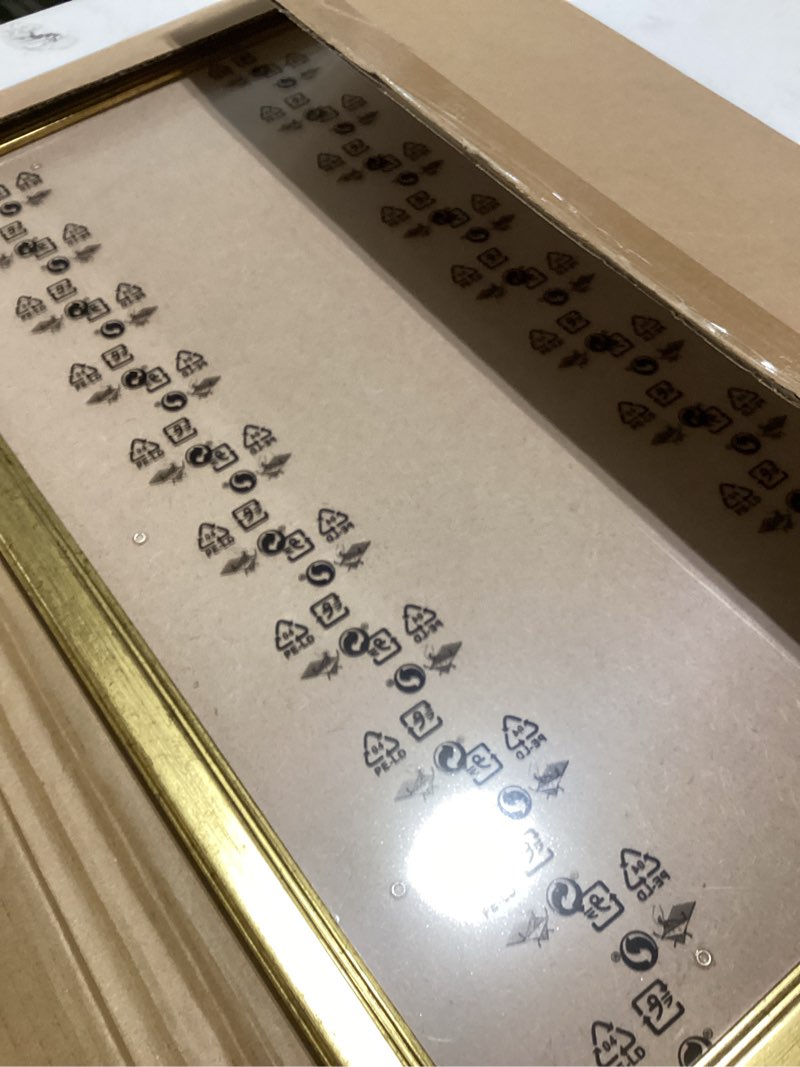 Condition photo showing Good Condition for wood 13x19 frame gold, ornate natural 19x13in poster picture frame, modern golden 13 x 19inch gallery wall photo frame with hd plexiglass, horizontal vertical wall mounting display 1pcs gold 13x19