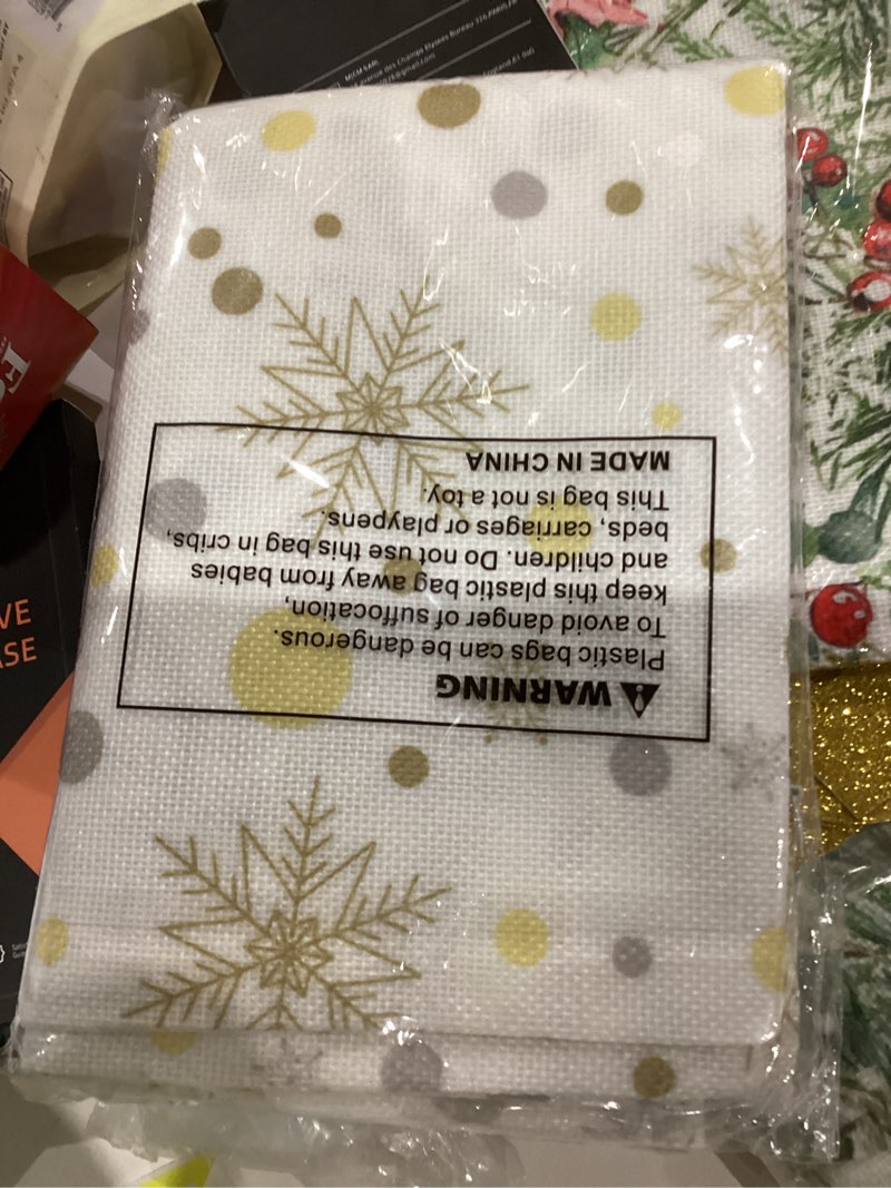 Condition photo showing New/Like New for Christmas Decorative Throw Pillow Covers 18x18 Inch Set of 2 Merry Christmas Decor Pillow Cases for Couch Snowflakes Polka Dot Cushion Case for Living Room Bedroom Bed Car Chair 18" x 18" (Pack of 2) Gold