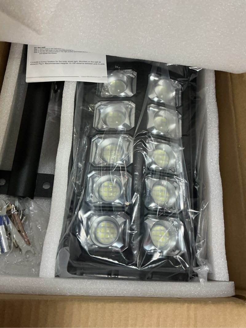 Condition photo showing Good Condition for CEDIO Solar Lights Outdoor, IP67 Waterproof Street Lights High Power Solar Security Flood Lights Motion Sensor Dusk to Dawn with Remote Control for Yard, 2 Pack (Convex Lens Design)