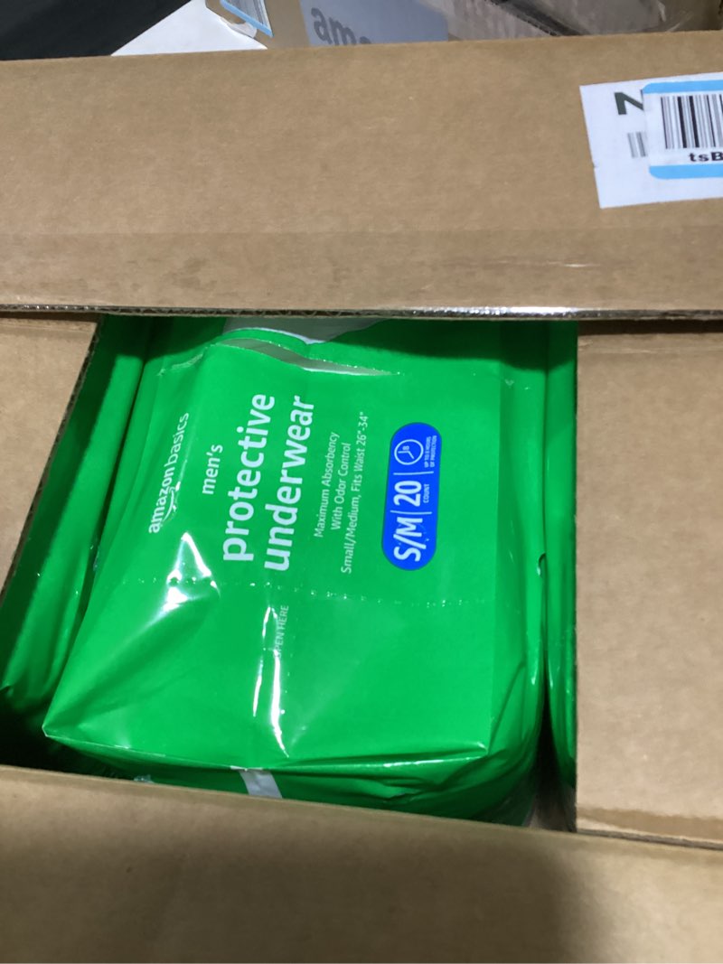 Condition photo showing Good Condition for amazon basics incontinence underwear for men, maximum absorbency, small/medium, 60 count (3 packs of 20) small/medium 60.0