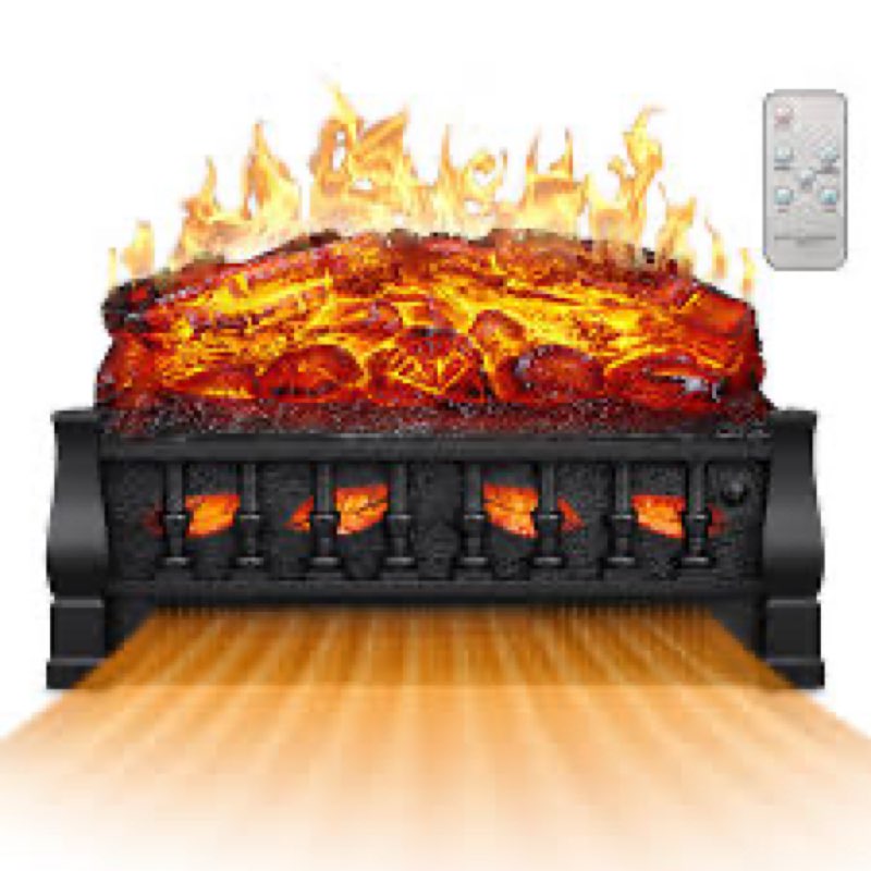 21 inches electric fireplace insert log heater set, freestanding heater with adjustable flame bright