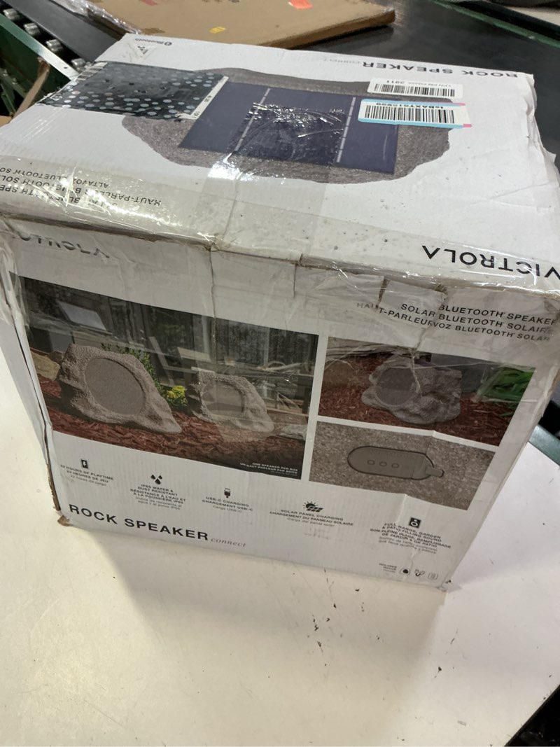 Condition photo showing Good Condition for victrola rock speaker connect, stone, wireless outdoor with bluetooth 5.3, 22-hour battery life, with solar charging, link up to 20 rock speakers, ip65 water & dust resistant stone single