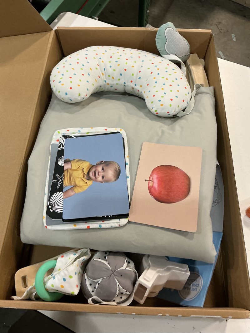 Condition photo showing Good Condition for baby play gym & activitiy mat, upgraded 6 developmental zones, tummy time mat with sensory toys for motor skill & sensory development, essentials shower for baby