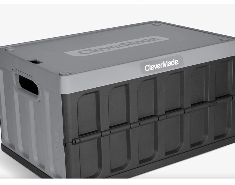 clevermade collapsible storage bins with lids - stone 1  pack 62l - plastic containers stackable organization crates home closet space-saving durable