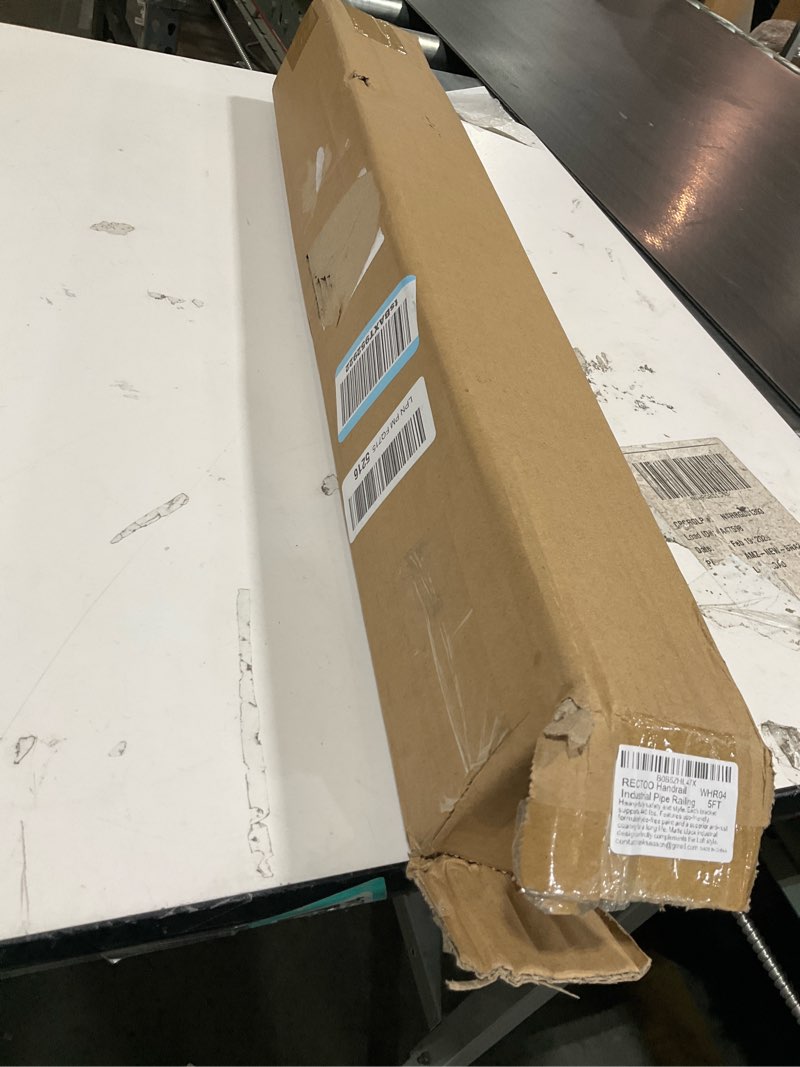Condition photo showing Good Condition for rectoo pipe stair handrail, 5 ft metal staircase handrail, black galvanized industrial iron hand rail for indoor & outdoor wall mount support, wall hand railing,safety handle, steps baluster(hr03) 5 feet