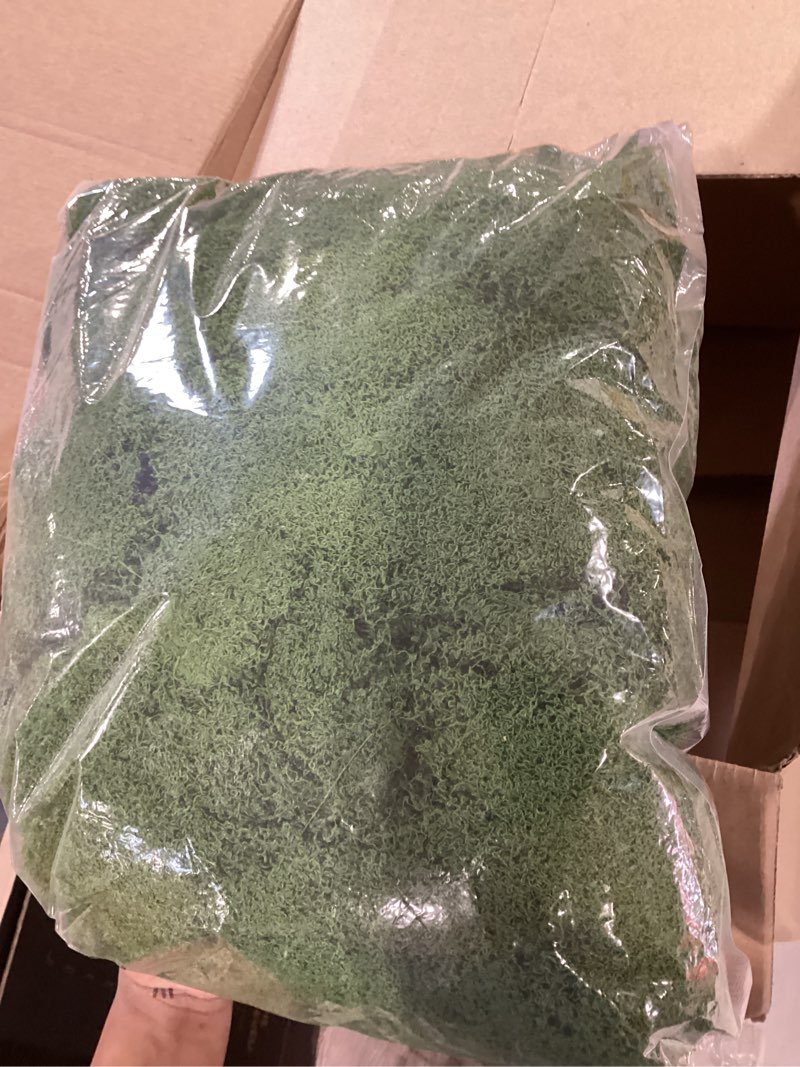 Condition photo showing Good Condition for 1.5lb bulk moss for decorating - fake moss for crafts, potted plants, fairy gardens, terrariums & wedding displays | natural look faux grass (dark green)