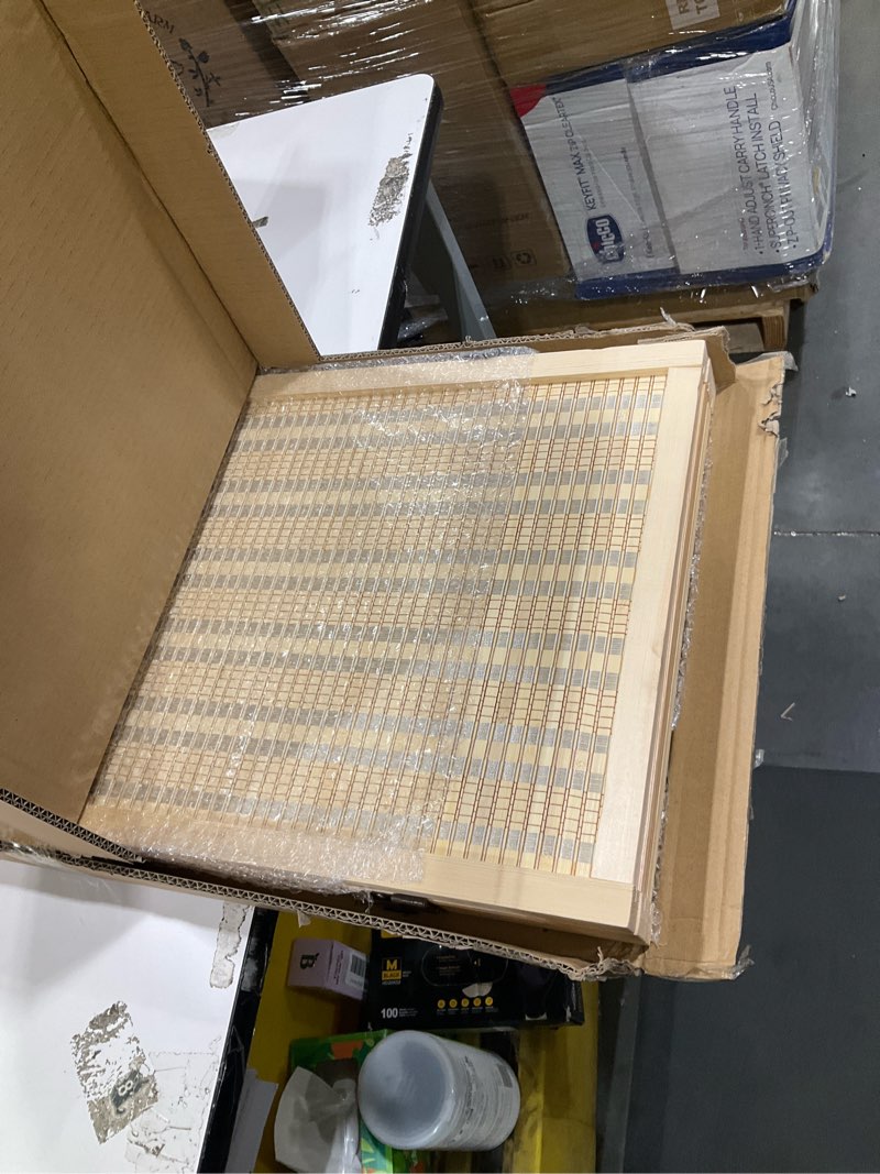 Condition photo showing Good Condition for 3 panel short panel divider screen,3.95 ft tall bamboo room divider folding privacy screen,short panel divider freestanding room divider for room seperation,beige beige 3 panel