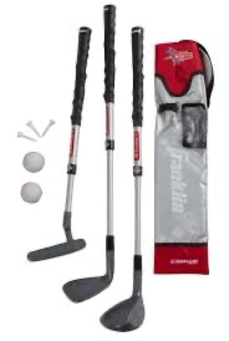 franklin sports kids plastic golf set - adjustable youth clubs - red
