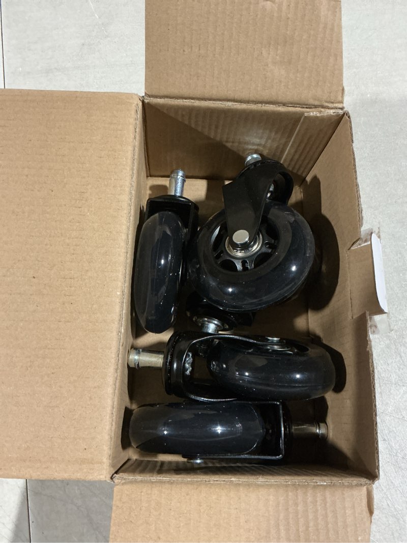 Condition photo showing As Is for ridred office chair wheels - replacement rubber wheels - universal fit 3 inch casters, heavy-duty chair casters, noise free, fits 98% chair, for all floor (5) transparent