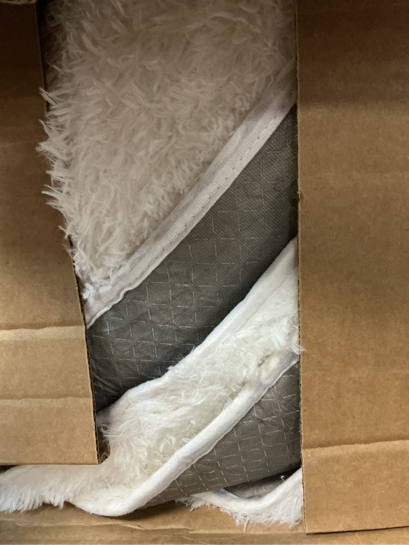Condition photo showing As Is for ophanie 5x8 white rugs for living room, fluffy fuzzy plush soft carpets, shaggy area rugs for bedroom, carpet for dorm nursery home decor aesthetic 4- white rectangular 5' x 8' (rectangular)