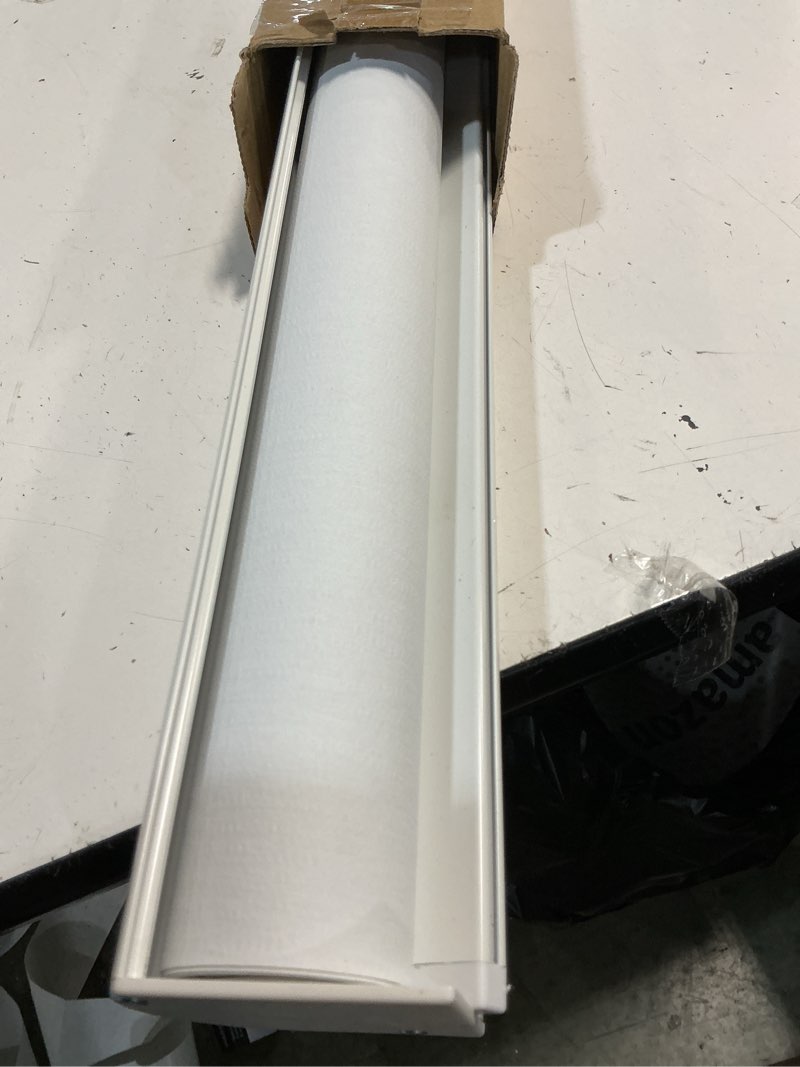 Condition photo showing As Is for chrisdowa cordless blackout roller shades for windows, striped free-stop window blinds with privacy, thermal insulated window shades for home, office and door. white, 50" w x 72" h 50"w x 72"h white