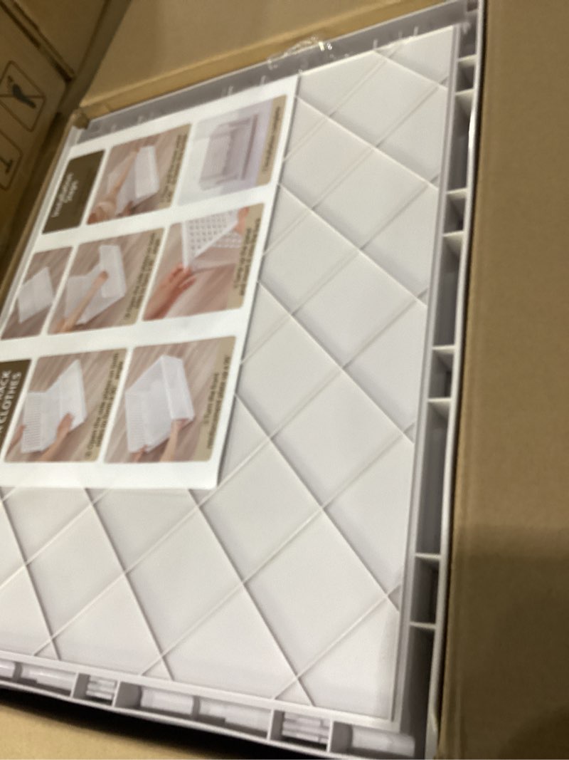 Condition photo showing New/Like New for snslxh 5 pack stackable closet storage basket, multifunctional & foldable closet organizer for bathroom kitchen laundry room wardrobe storage, space-saving clothes storage drawer organizer, white white 5 pack