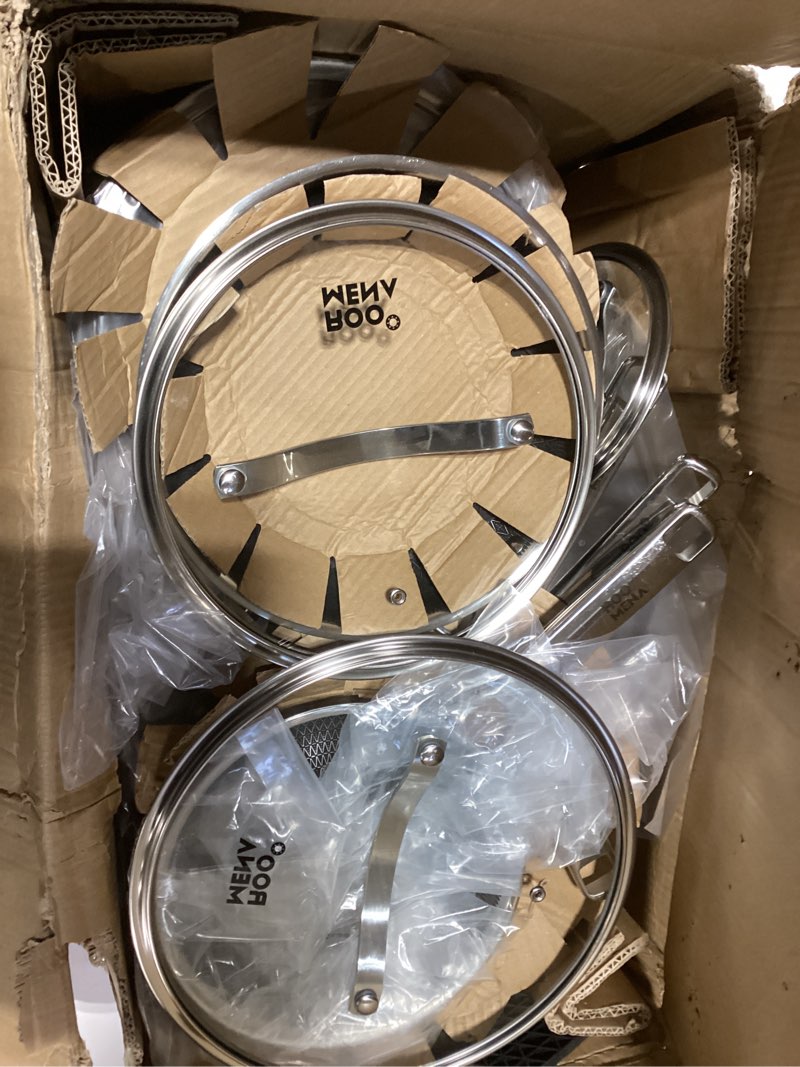 Condition photo showing Good Condition for Pots and Pans Set Hybrid Stainless Steel, 17PC Nonstick Tri-Ply Cookware Set w/Frying pan, Dishwasher & Oven Safe, PFOA-Free, Metal Utensil Safe, Suitable for All Cooktops 17 PC