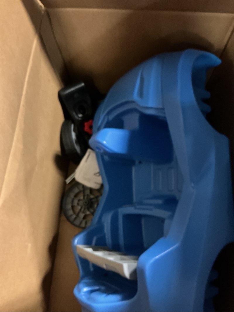 Condition photo showing As Is for step2 whisper ride cruiser kids push car, ride on toy, stroller substitute, includes seat belt & horn, made of durable plastic, max weight 50 lbs., for toddlers 1.5-4 years old, blue blue push car