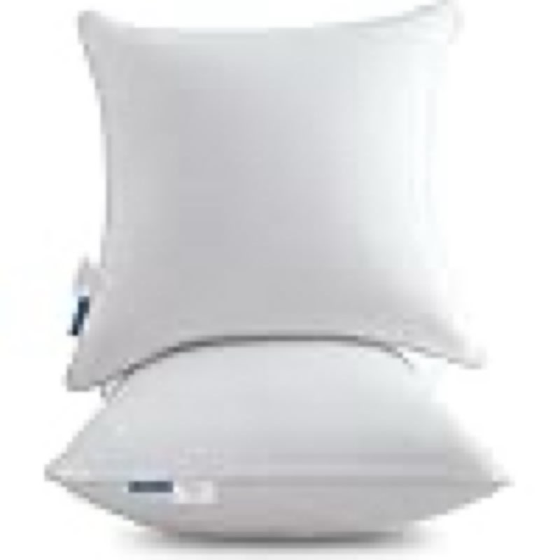 oubonun - set of 2 pillow inserts 18 x 18 inch, with 100% cotton cover, decorative cushion fillers, square shape, for sofa, set of 2, white