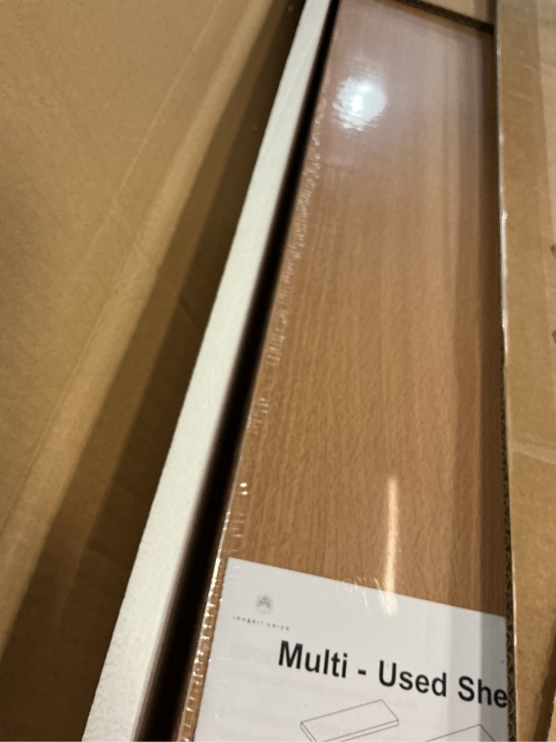 Condition photo showing Good Condition for inhabit union 31.5in floating shelves for wall, wall mounted shelves for decor storage set of 2, flo