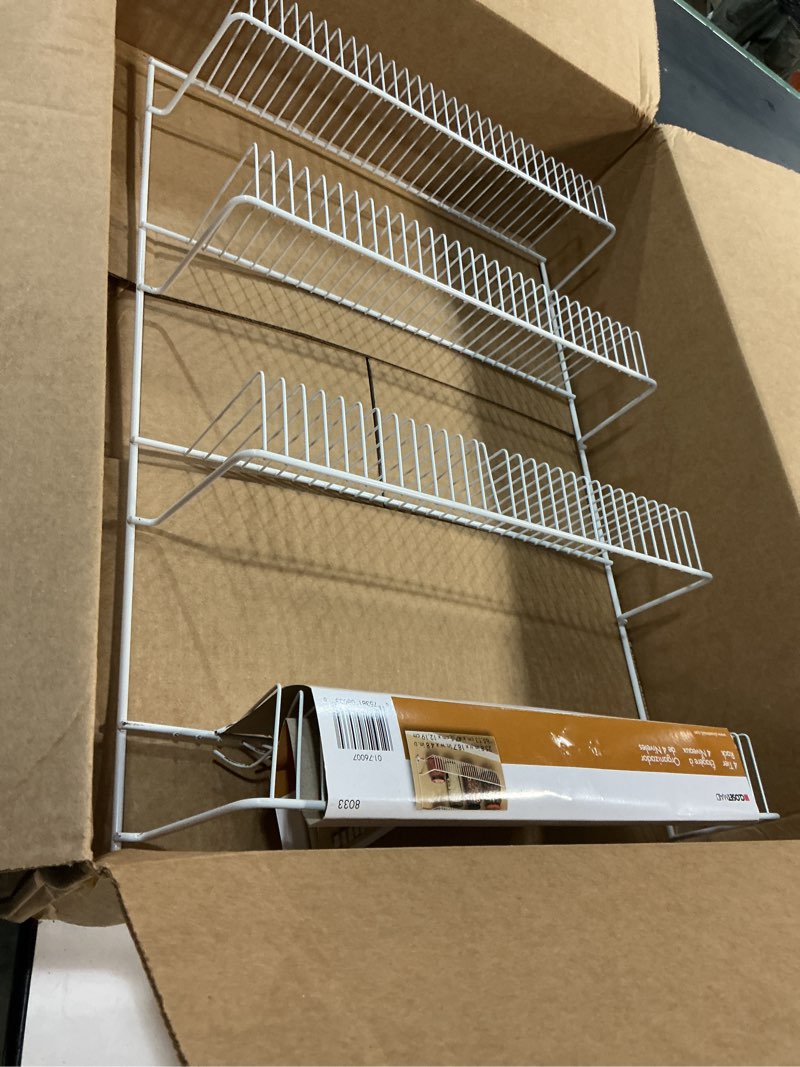 Condition photo showing Good Condition for closetmaid 8033 4-tier wall rack, 18.75" w x 25.75" h x 5" d, white 18-inch wide 4-tier