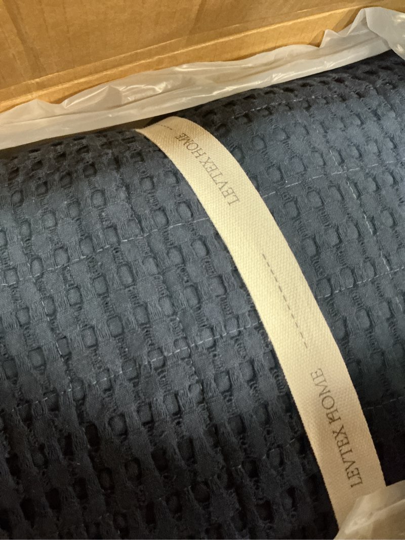 Condition photo showing New/Like New for Levtex Home - Mills Waffle - King/Cal King Quilt Set - Navy Cotton Waffle - Quilt Size (106 x 92in.), Sham Size (36 x 20in.)