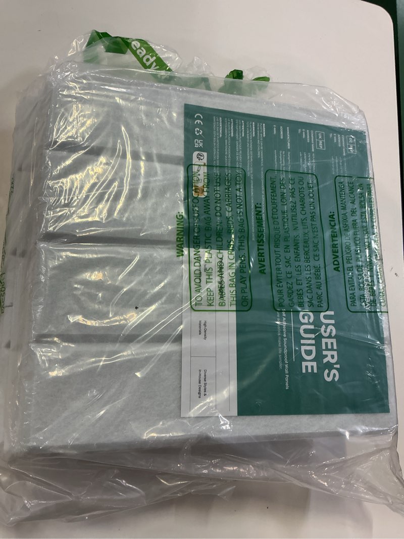 Condition photo showing Good Condition for 12 pack sound proof foam panels for walls, self-adhesive acoustic panels sound absorbing, 12" x 12" x 0.4" high density soundproof wall panels tiles for door, ceiling, home office, white slat-12 pack (12" x 12" x 0.4") white