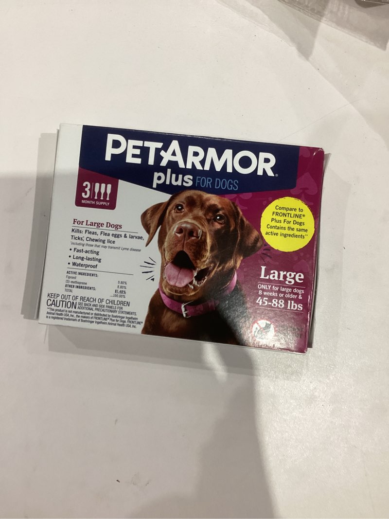Condition photo showing New/Like New for PetArmor Plus Flea and Tick Prevention for Dogs, Large Dog Flea and Tick Treatment, 3 Doses, Waterproof Topical, Fast Acting (45-88 lbs) 45-88 lbs 3 Count
