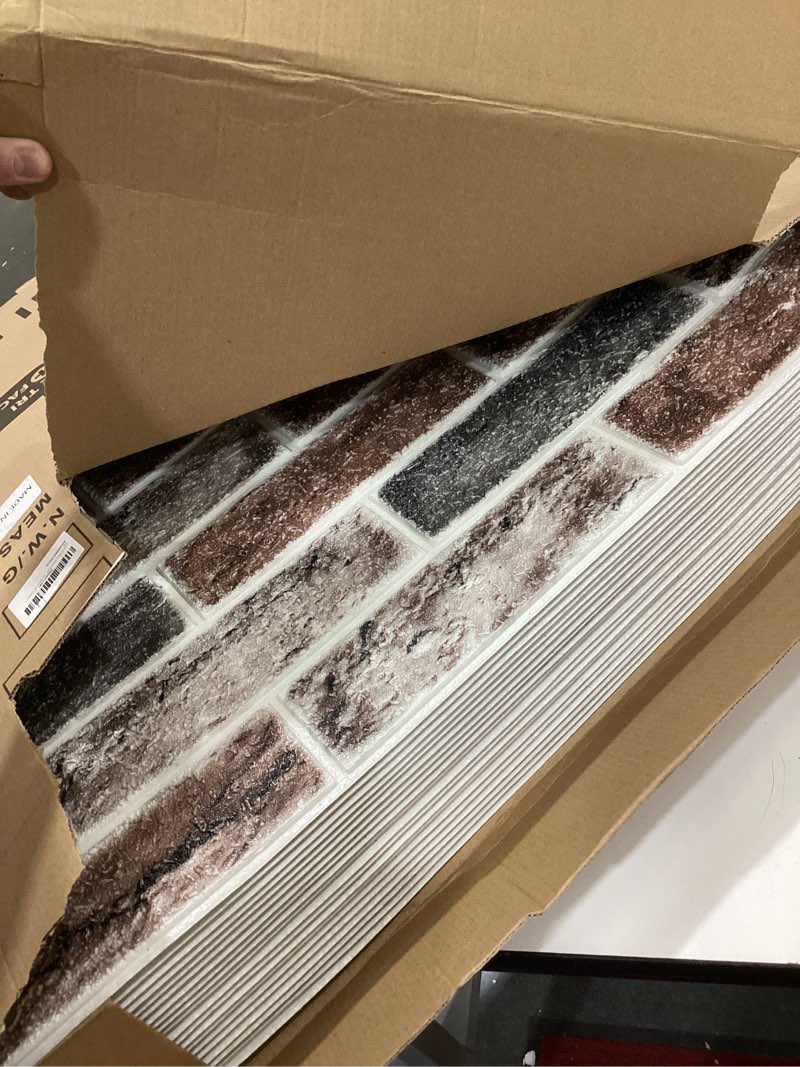 Condition photo showing Good Condition for art3d 20-pack105 sq.ft faux brick 3d wall panels peel and stick in gray brown, self adhesive waterproof foam wallpaper for bedroom, bathroom, kitchen