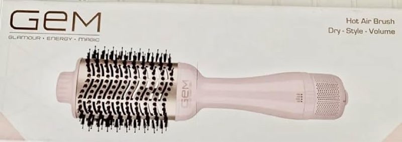 Generic GEM Hot Air Styling Brush for Dry Style Volume Pearl White/Rose Gold Hair Dryer