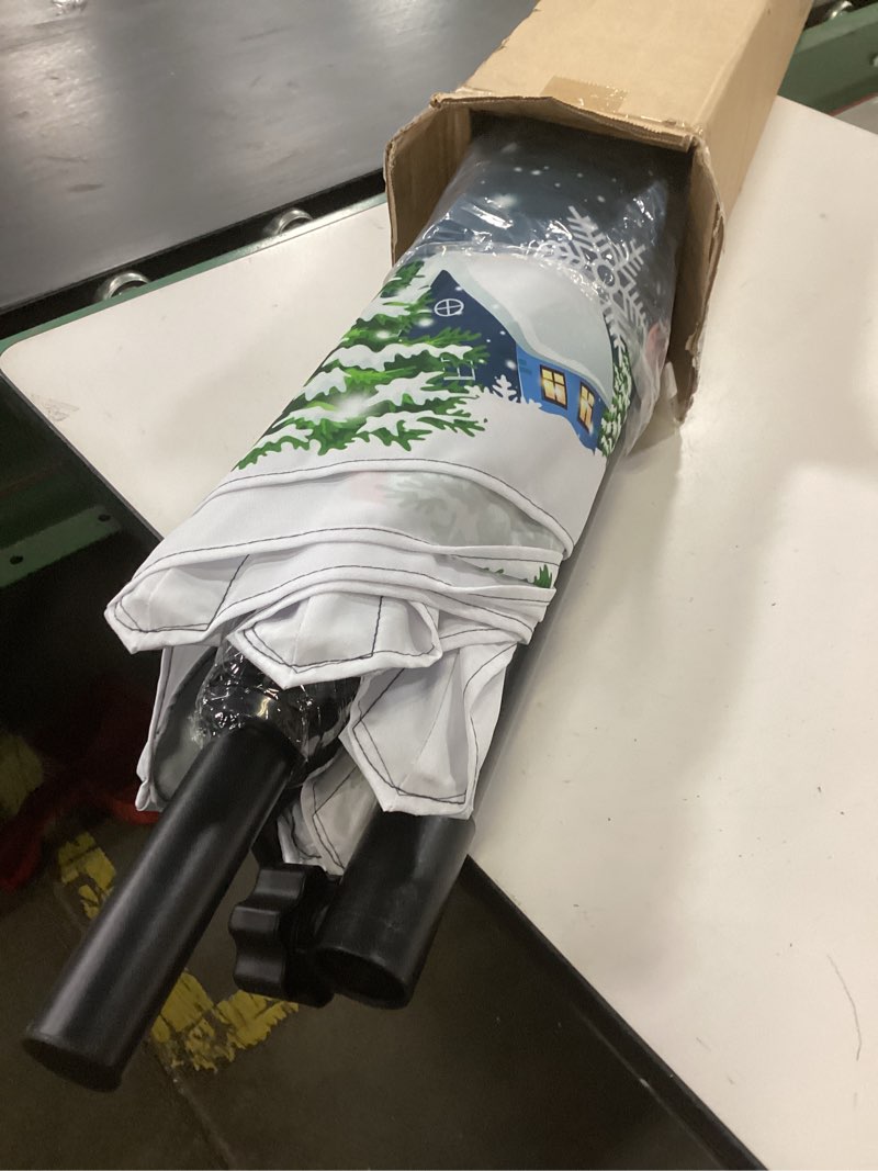 Condition photo showing New/Like New for 7.5FT Christmas Patio Umbrella, Outdoor Table Umbrella with Push Button Tilt and Crank, Market Umbrella with 6 Steel Ribs, Dark Teal