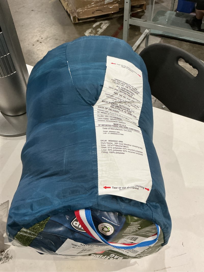 Condition photo showing Good Condition for ozark trail 35°f cool weather rectangular sleeping bag with recycled polyester and zip shield