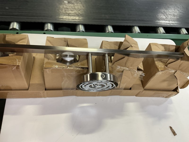 Condition photo showing As Is for (incomplete)allen + roth emeryson 24.5-in 4-light brushed nickel led, transitional vanity light